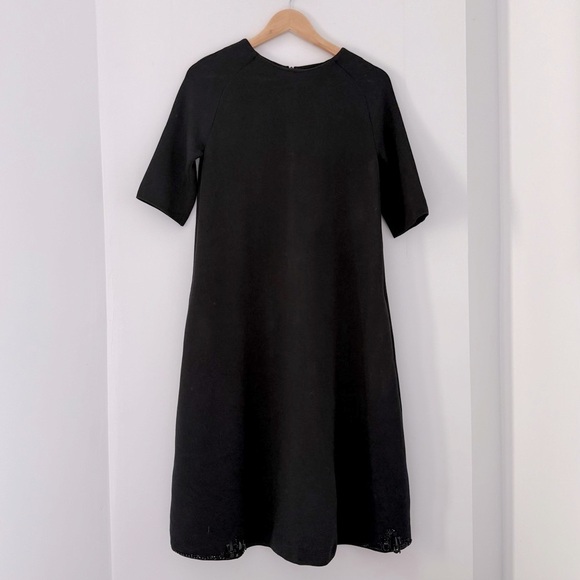 Max Mara black jersey a-line midi dress with beaded embellished hem - Small - Picture 7 of 8